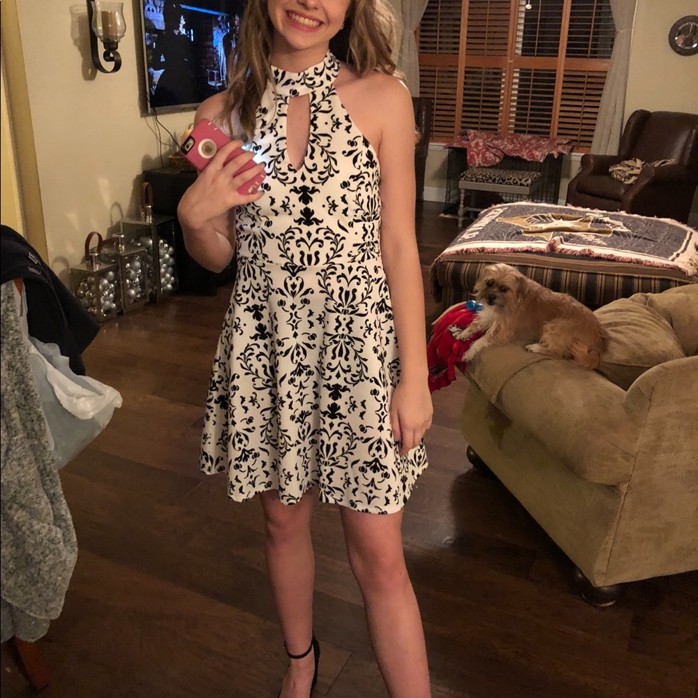 white and black formal dress so cute worn once!!